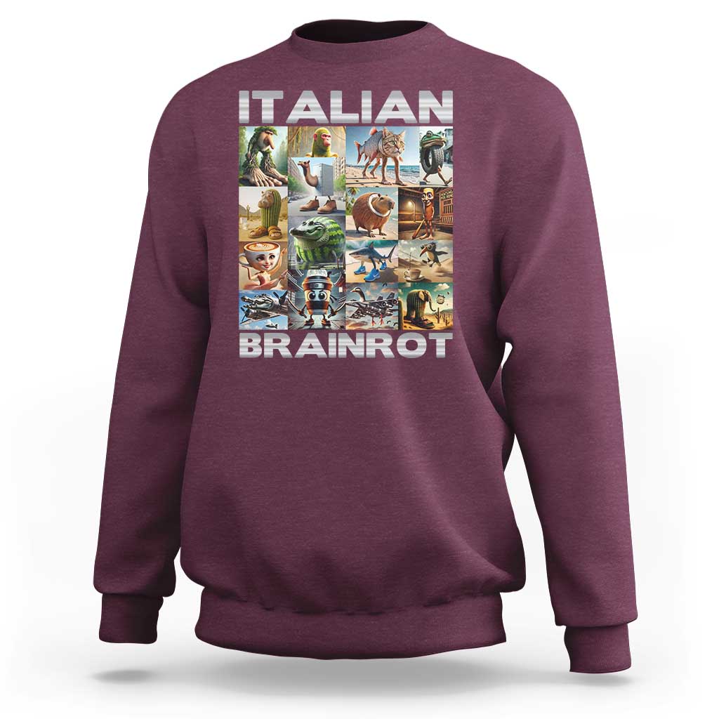 Funny Italian Brainrot Meme Art Sweatshirt Surreal Humor Pop Culture Collage