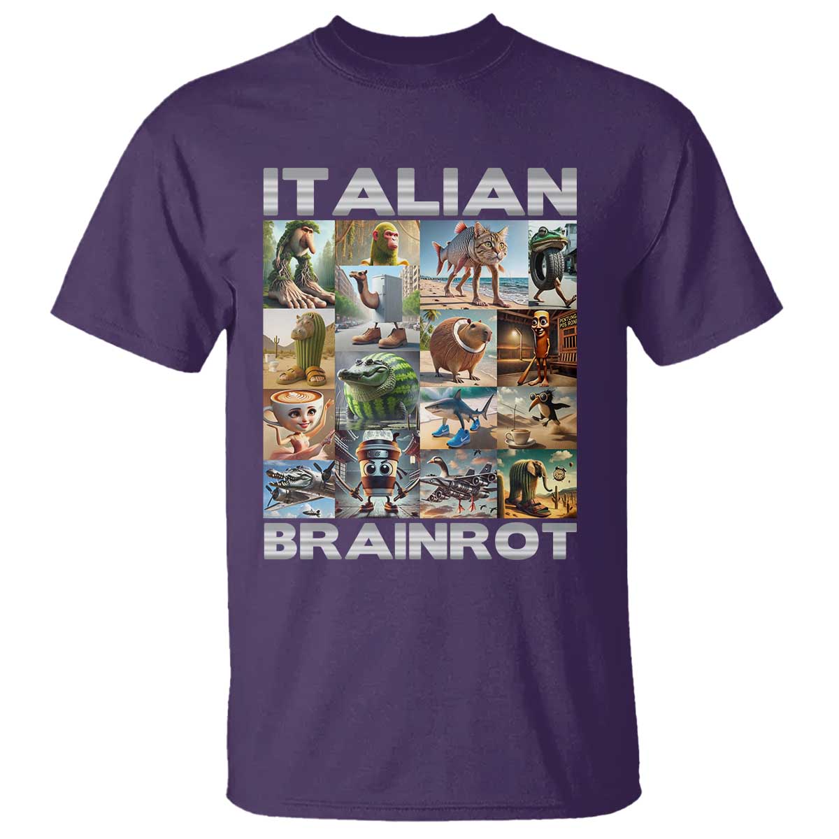 Funny Italian Brainrot Meme Art T Shirt Surreal Humor Pop Culture Collage