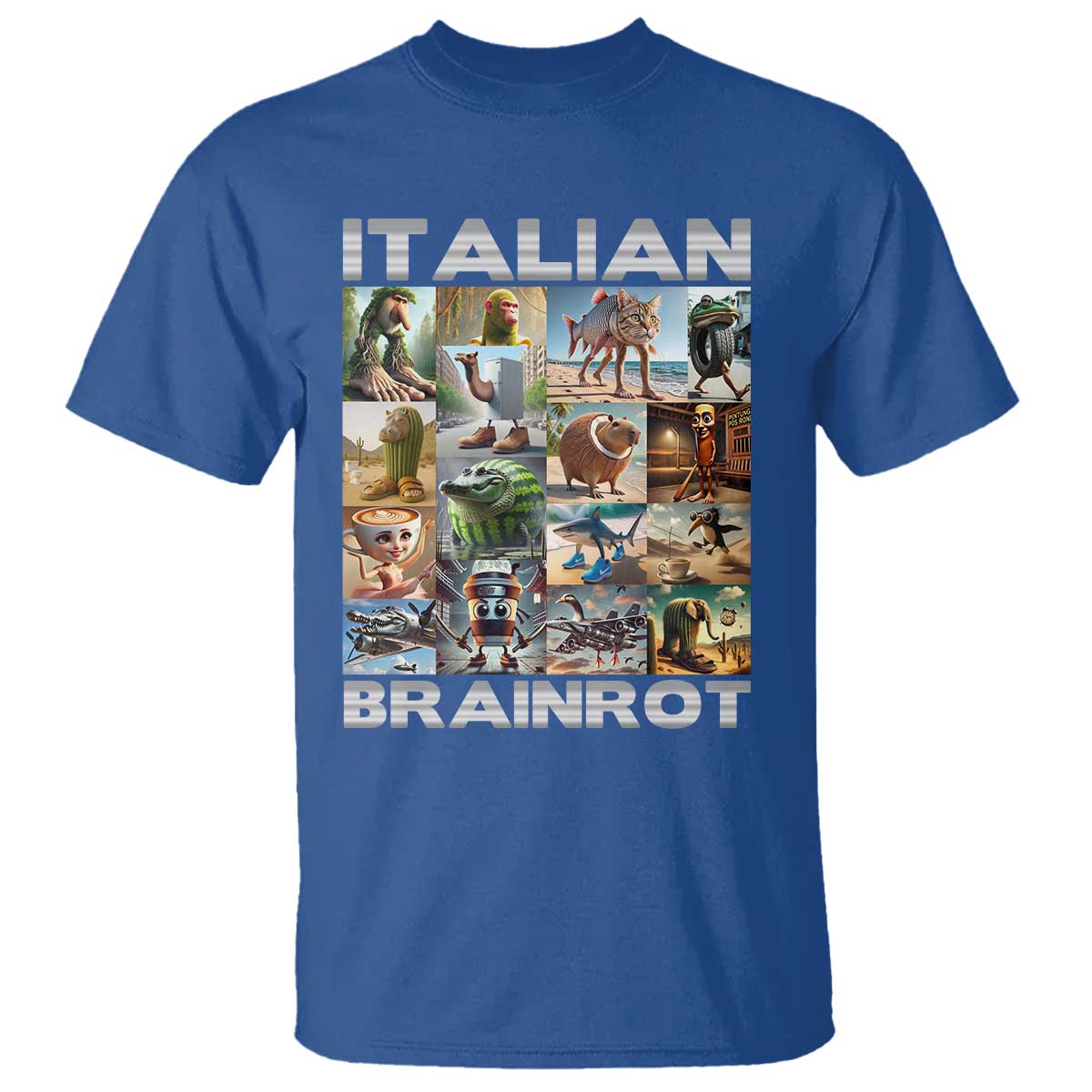 Funny Italian Brainrot Meme Art T Shirt Surreal Humor Pop Culture Collage