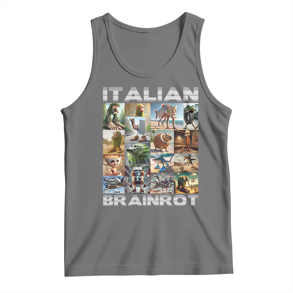 Funny Italian Brainrot Meme Art Tank Top Surreal Humor Pop Culture Collage
