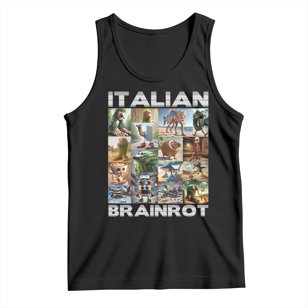Funny Italian Brainrot Meme Art Tank Top Surreal Humor Pop Culture Collage