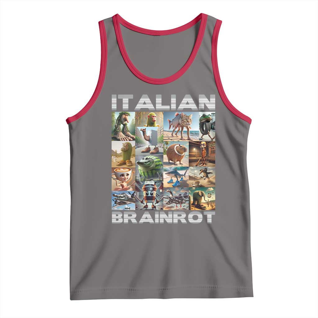 Funny Italian Brainrot Meme Art Tank Top Surreal Humor Pop Culture Collage