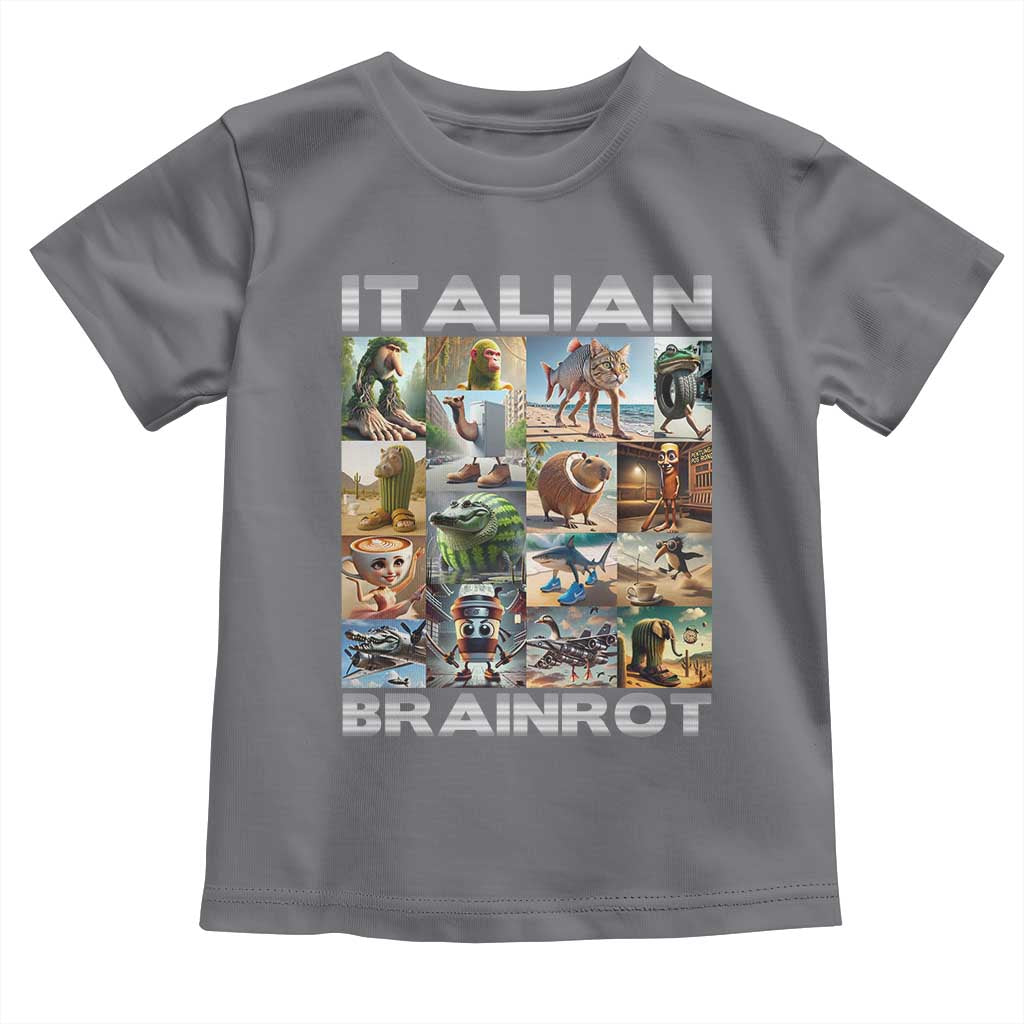 Funny Italian Brainrot Meme Art Toddler T Shirt Surreal Humor Pop Culture Collage