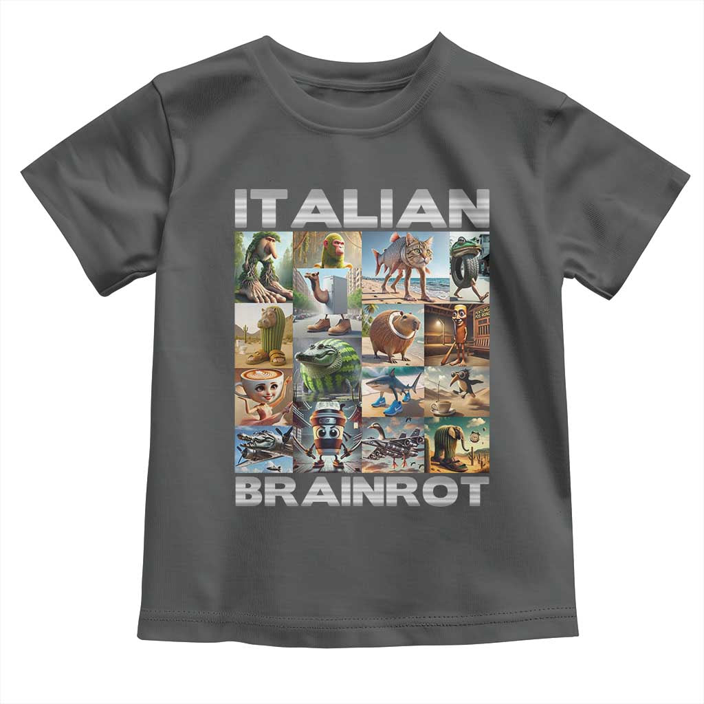 Funny Italian Brainrot Meme Art Toddler T Shirt Surreal Humor Pop Culture Collage