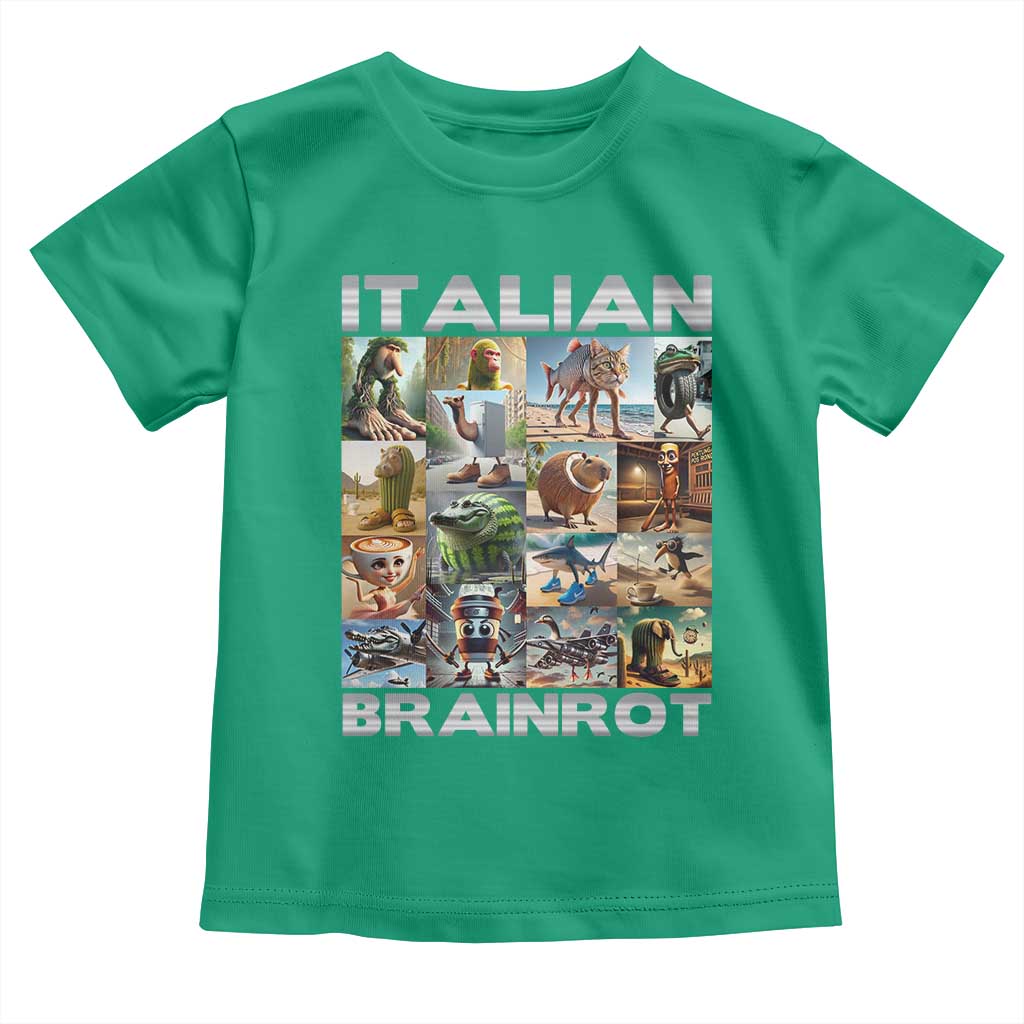 Funny Italian Brainrot Meme Art Toddler T Shirt Surreal Humor Pop Culture Collage