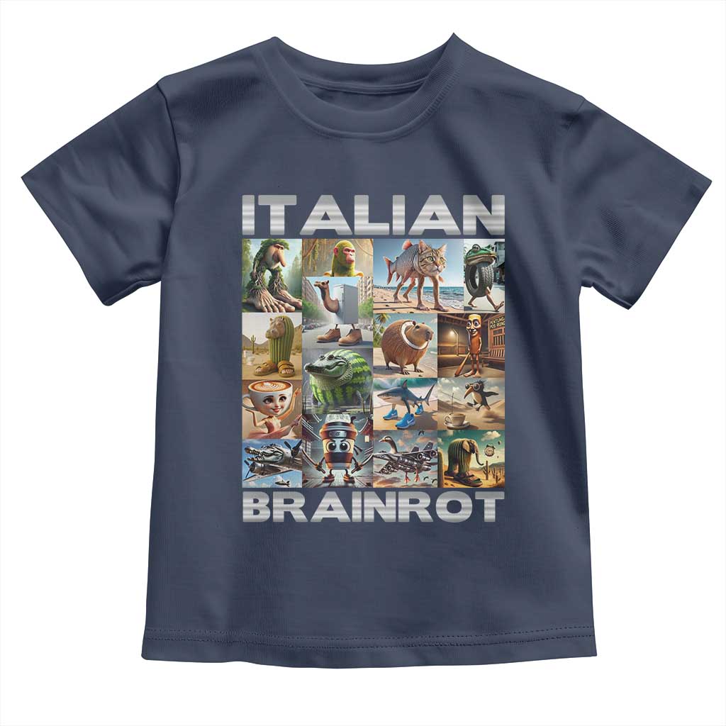 Funny Italian Brainrot Meme Art Toddler T Shirt Surreal Humor Pop Culture Collage