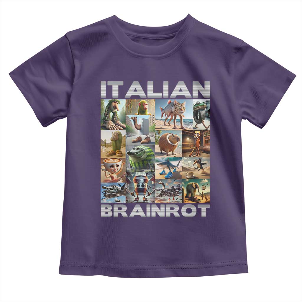 Funny Italian Brainrot Meme Art Toddler T Shirt Surreal Humor Pop Culture Collage