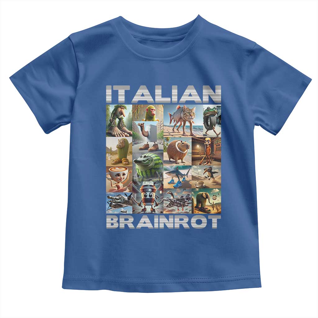 Funny Italian Brainrot Meme Art Toddler T Shirt Surreal Humor Pop Culture Collage