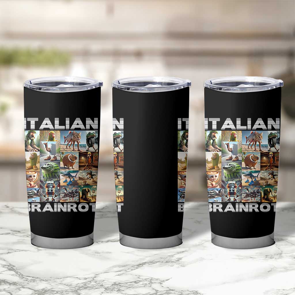 Funny Italian Brainrot Meme Art Tumbler Cup Surreal Humor Pop Culture Collage