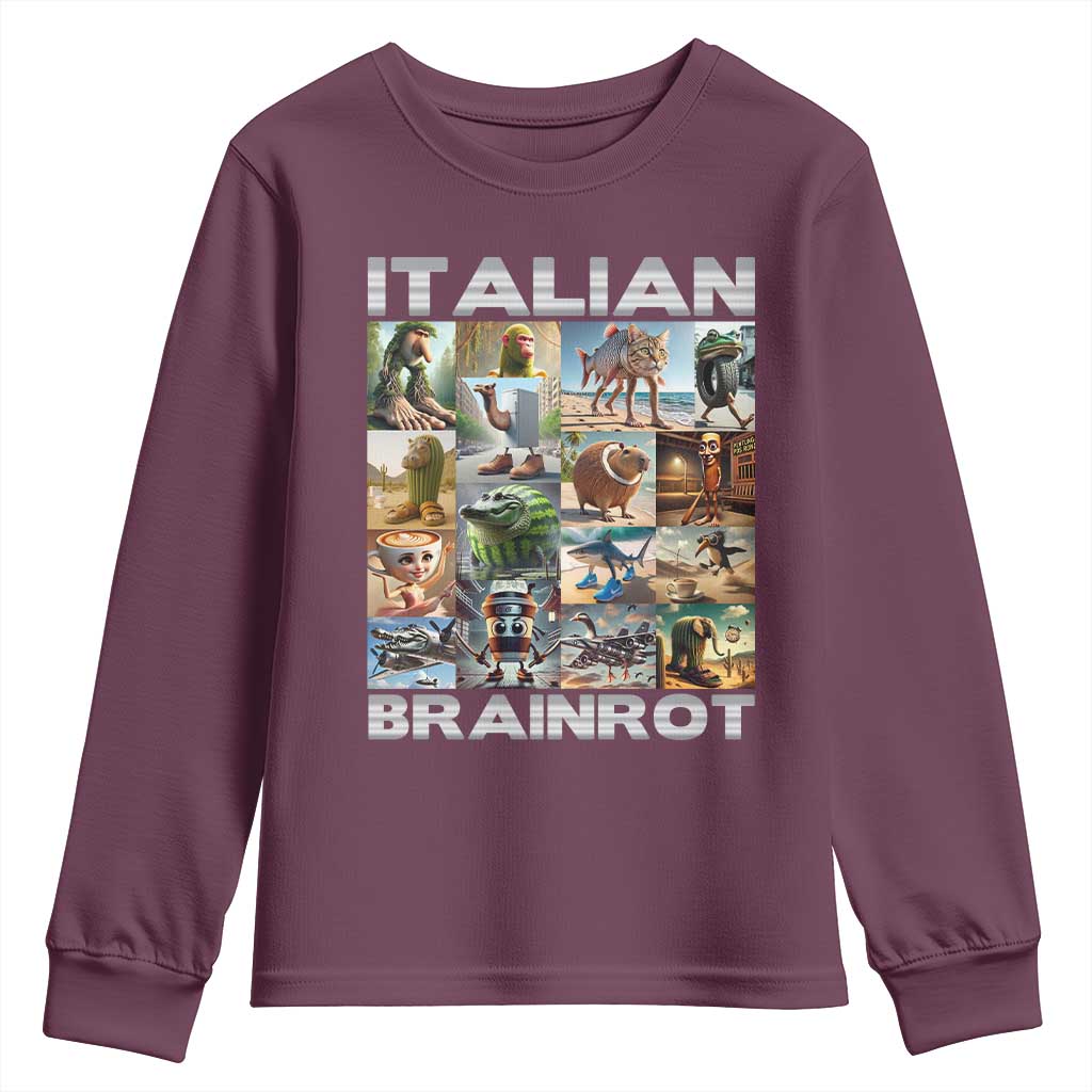 Funny Italian Brainrot Meme Art Youth Sweatshirt Surreal Humor Pop Culture Collage