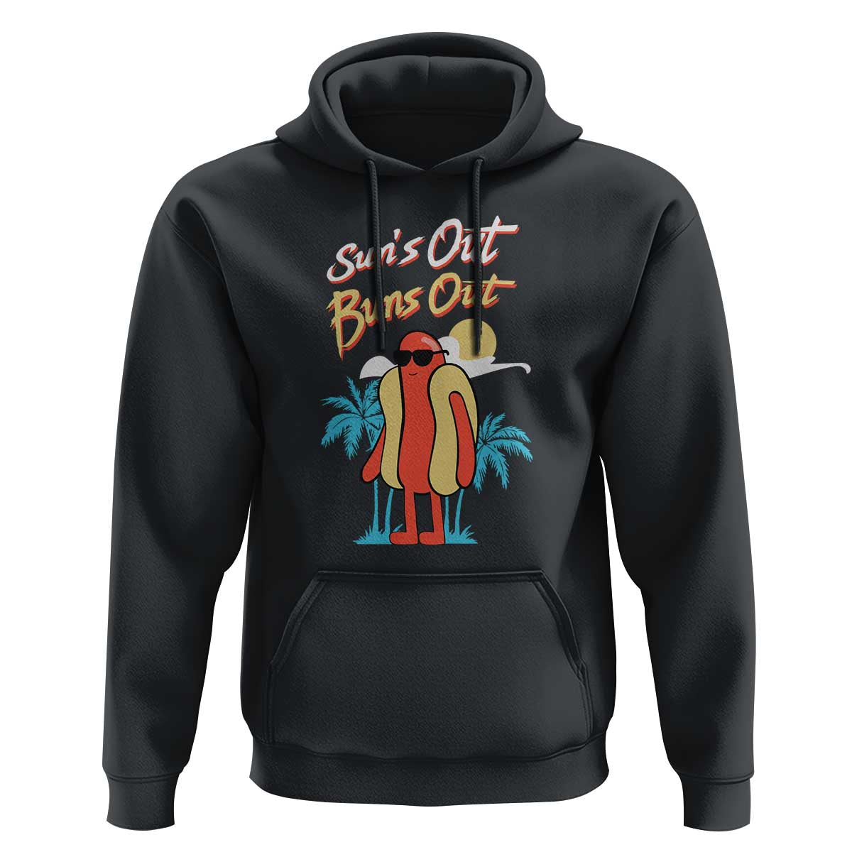 Summer Vibe Hoodie Sun's Out Buns Out Funny Hotdog BBQ Party - Wonder Print Shop