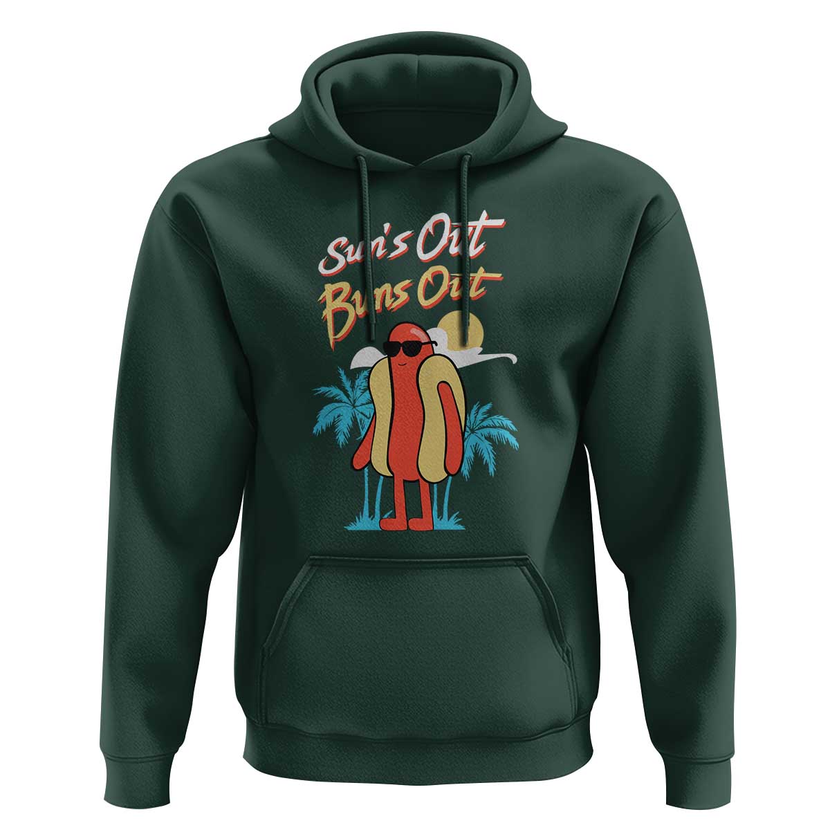 Summer Vibe Hoodie Sun's Out Buns Out Funny Hotdog BBQ Party - Wonder Print Shop
