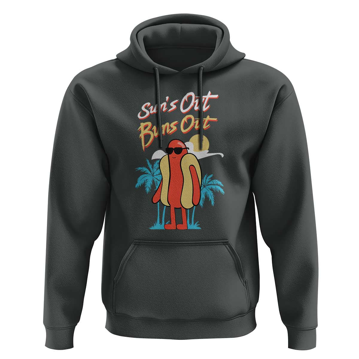 Summer Vibe Hoodie Sun's Out Buns Out Funny Hotdog BBQ Party - Wonder Print Shop