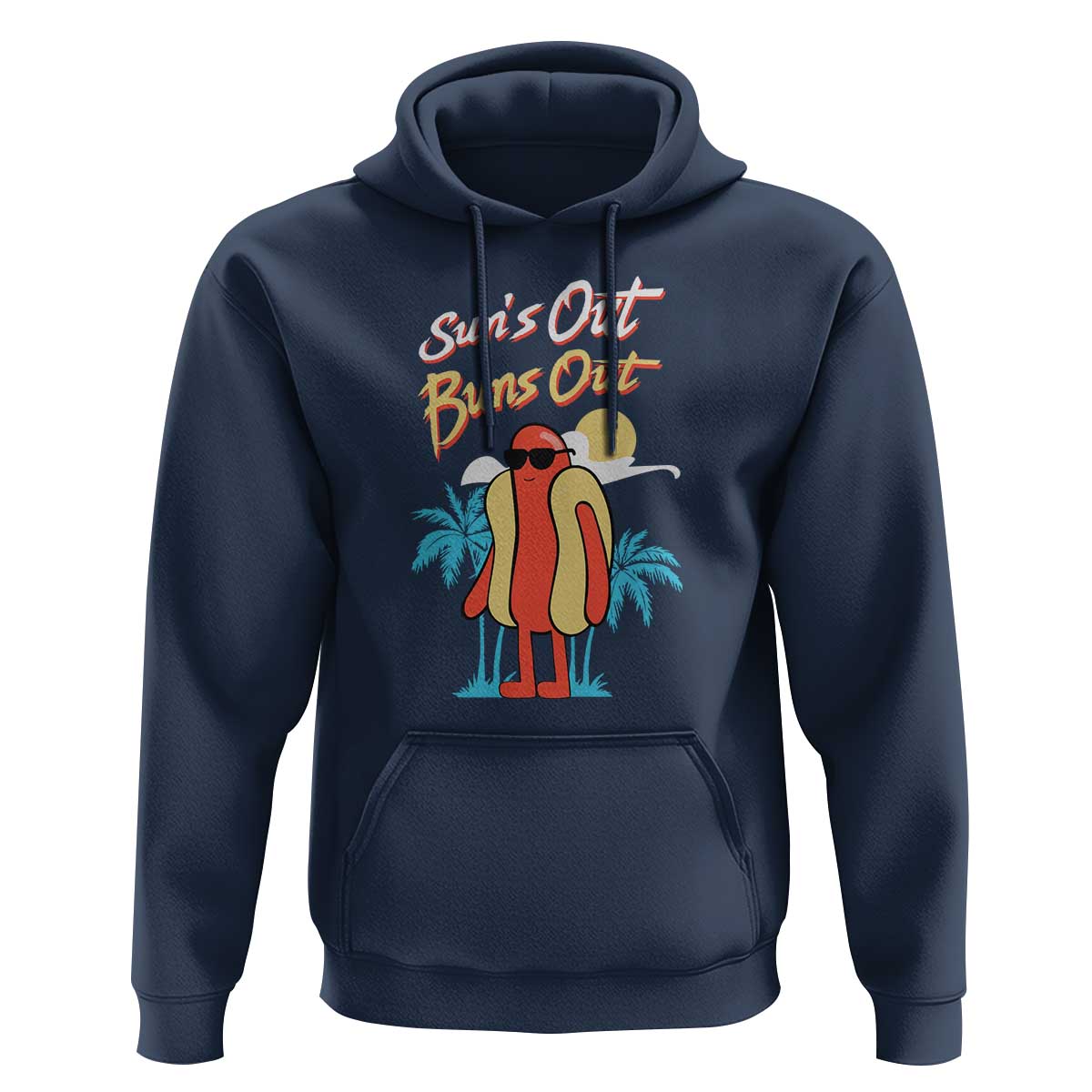 Summer Vibe Hoodie Sun's Out Buns Out Funny Hotdog BBQ Party - Wonder Print Shop