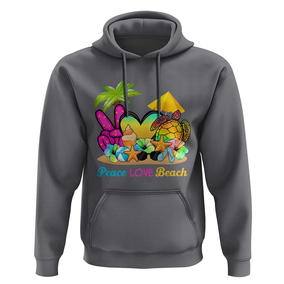 Tropical Summer Vibe Hoodie Peace Love Beach - Wonder Print Shop