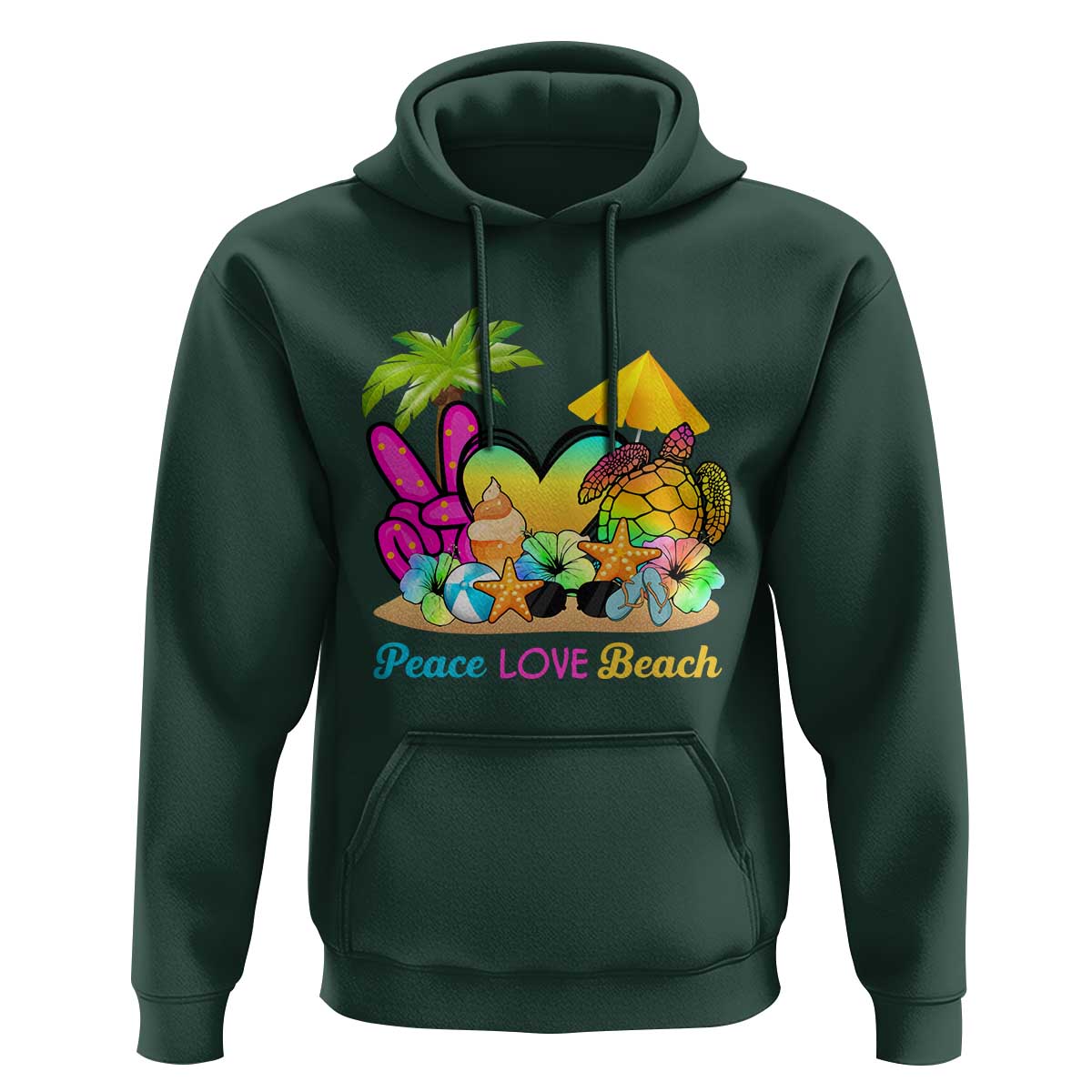 Tropical Summer Vibe Hoodie Peace Love Beach - Wonder Print Shop