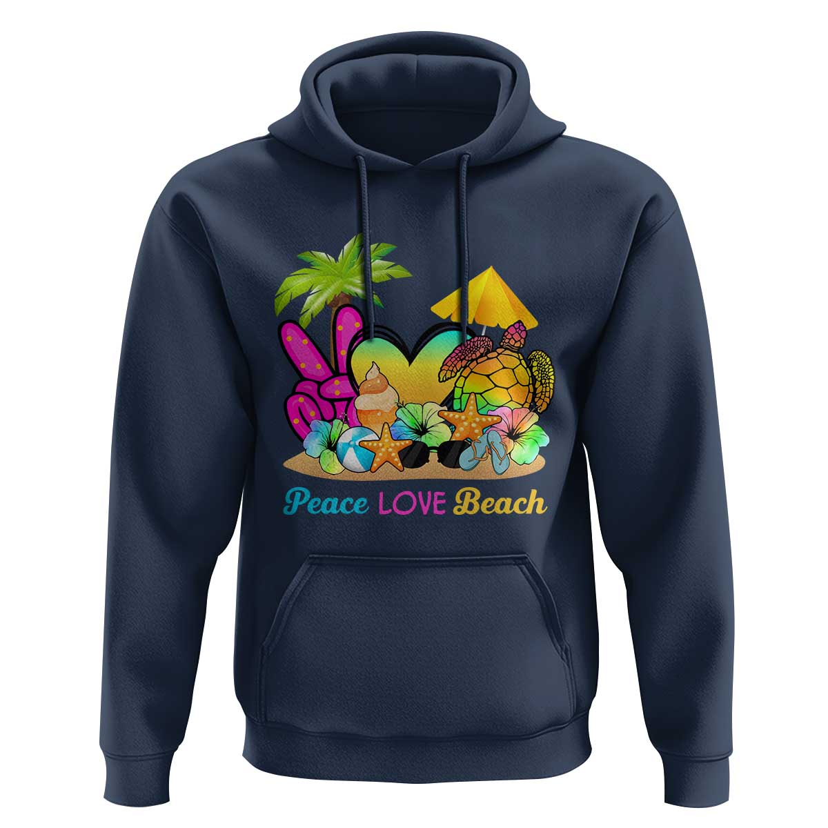 Tropical Summer Vibe Hoodie Peace Love Beach - Wonder Print Shop