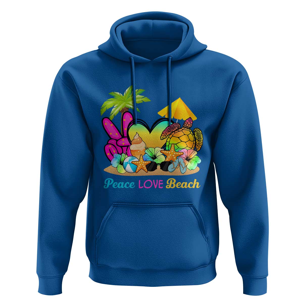Tropical Summer Vibe Hoodie Peace Love Beach - Wonder Print Shop