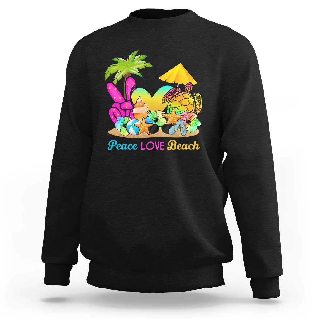 Tropical Summer Vibe Sweatshirt Peace Love Beach - Wonder Print Shop