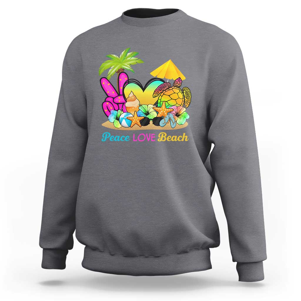 Tropical Summer Vibe Sweatshirt Peace Love Beach - Wonder Print Shop