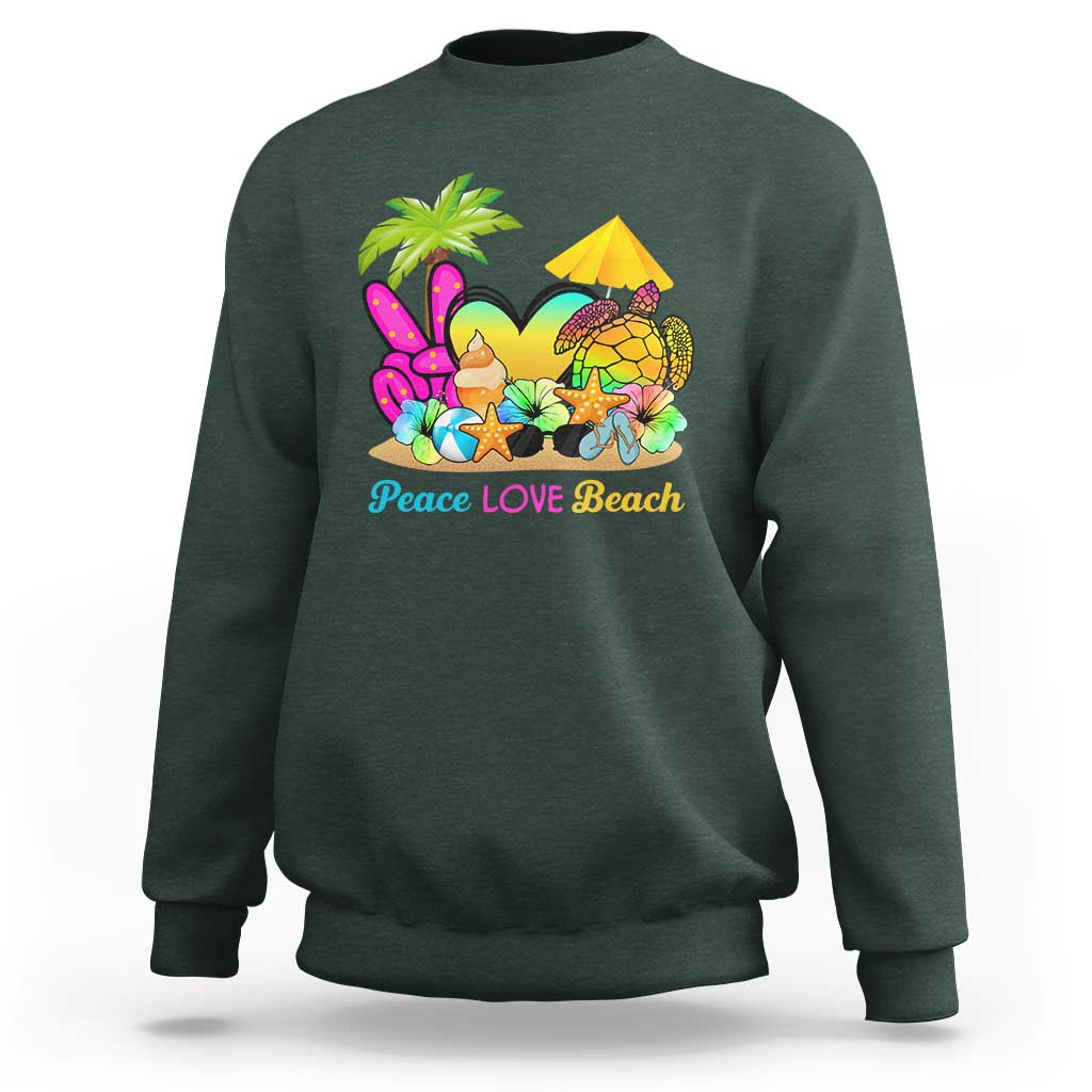 Tropical Summer Vibe Sweatshirt Peace Love Beach - Wonder Print Shop