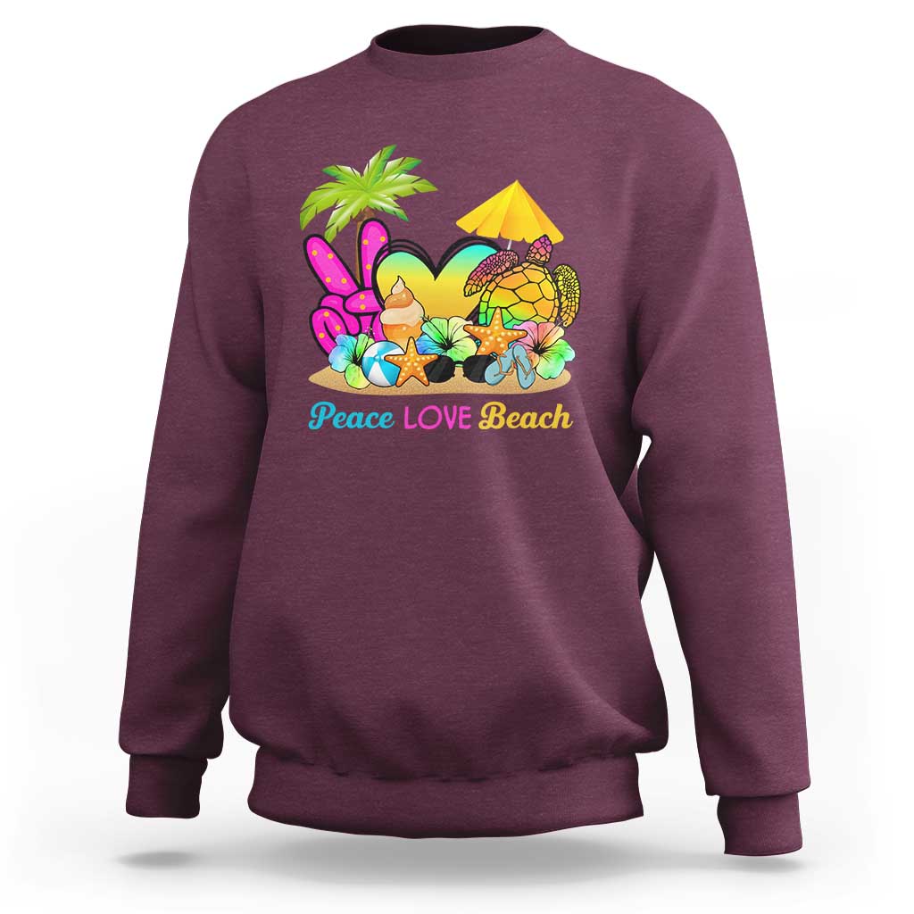 Tropical Summer Vibe Sweatshirt Peace Love Beach - Wonder Print Shop