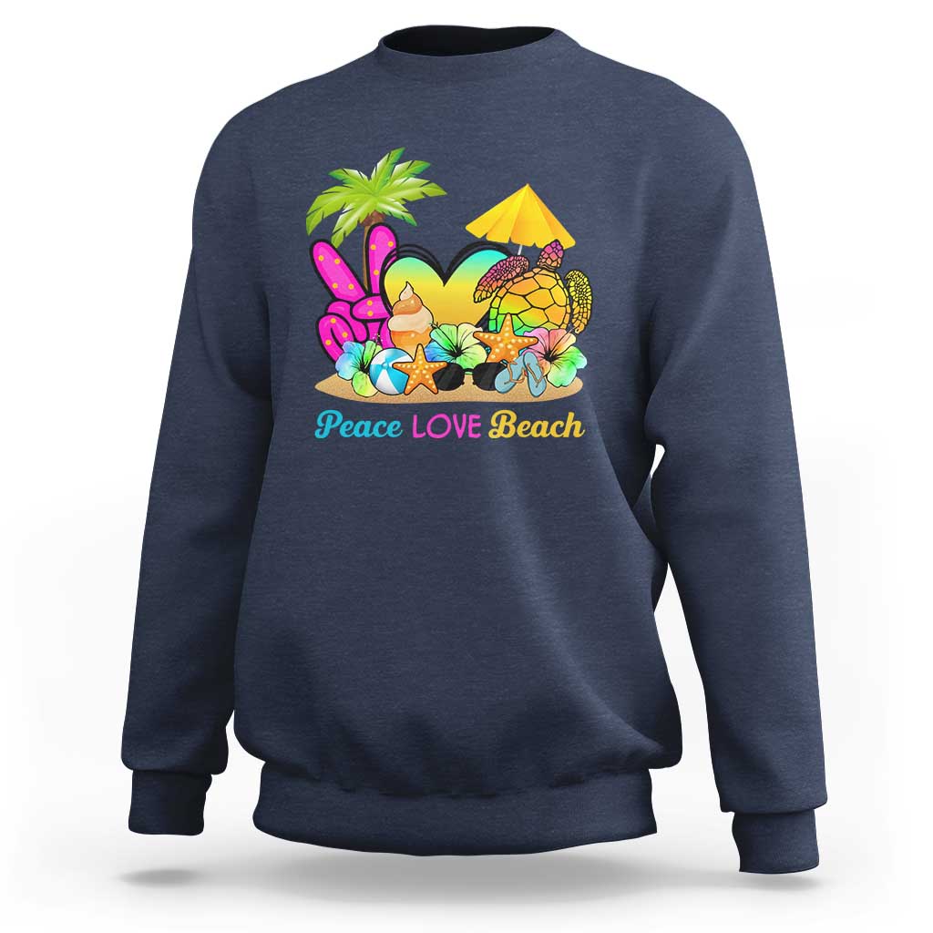 Tropical Summer Vibe Sweatshirt Peace Love Beach - Wonder Print Shop