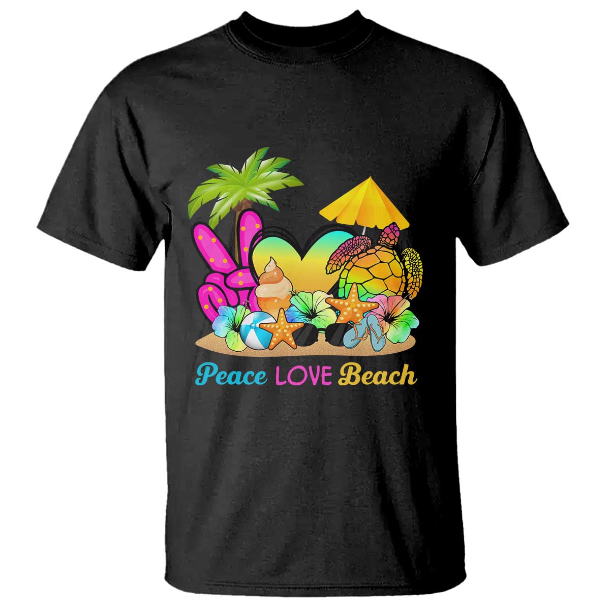 Tropical Summer Vibe T Shirt Peace Love Beach - Wonder Print Shop