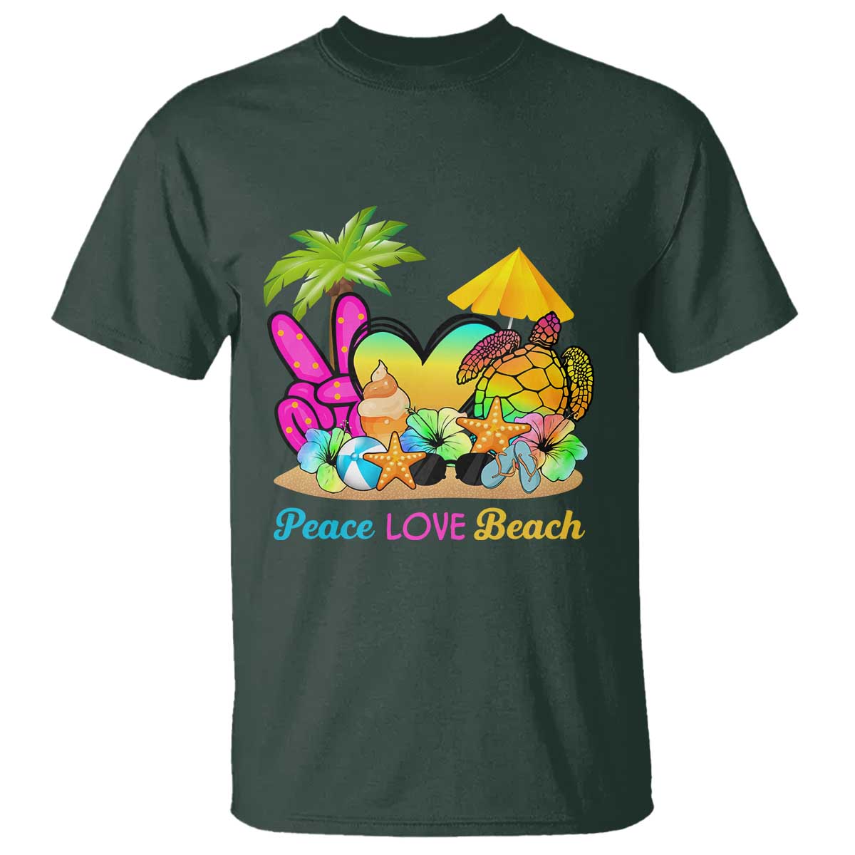 Tropical Summer Vibe T Shirt Peace Love Beach - Wonder Print Shop