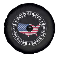 US Pride 4th of July Spare Tire Cover Bold Stripes Bright Stars Brave Hearts American Patriotic