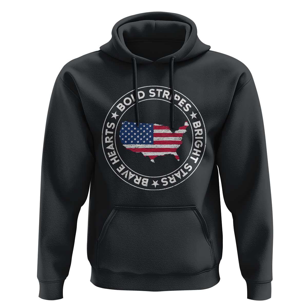 US Pride Hoodie Bold Stripes Bright Stars Brave Hearts American Patriotic - Wonder Print Shop
