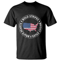 US Pride T Shirt Bold Stripes Bright Stars Brave Hearts American Patriotic - Wonder Print Shop
