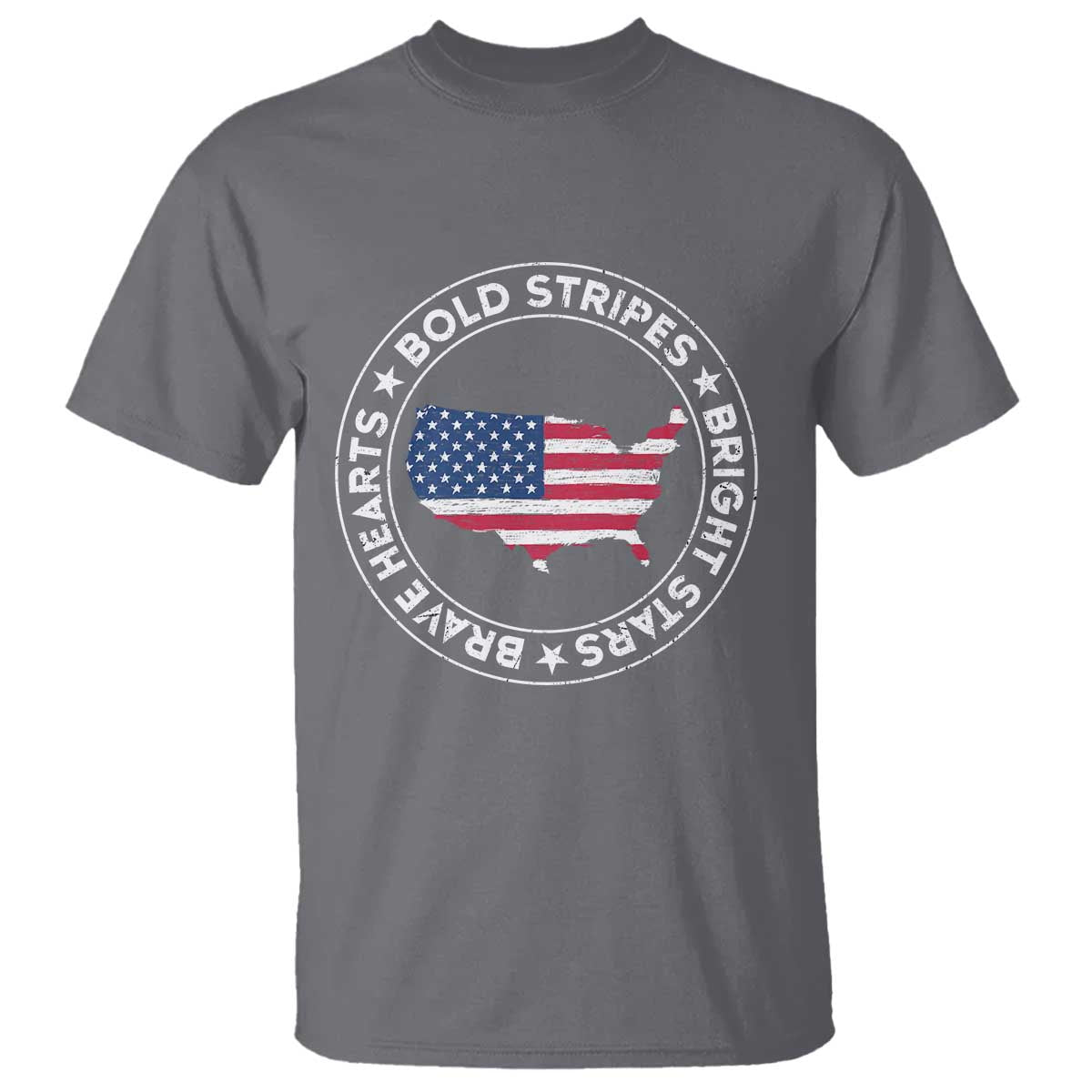 US Pride T Shirt Bold Stripes Bright Stars Brave Hearts American Patriotic - Wonder Print Shop