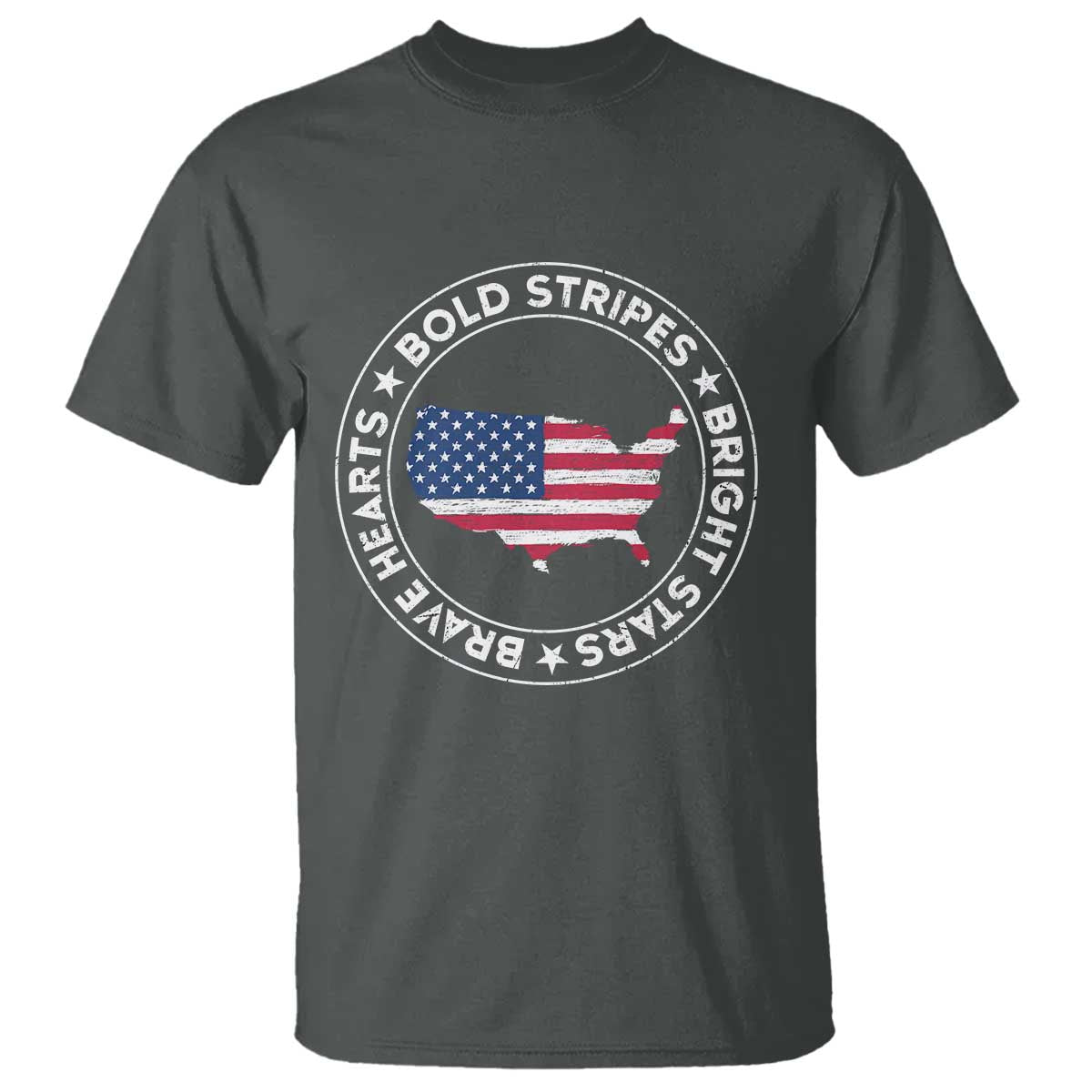 US Pride T Shirt Bold Stripes Bright Stars Brave Hearts American Patriotic - Wonder Print Shop