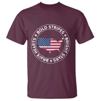 US Pride T Shirt Bold Stripes Bright Stars Brave Hearts American Patriotic - Wonder Print Shop
