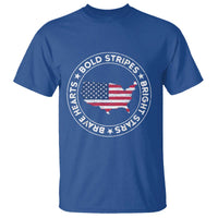 US Pride T Shirt Bold Stripes Bright Stars Brave Hearts American Patriotic - Wonder Print Shop