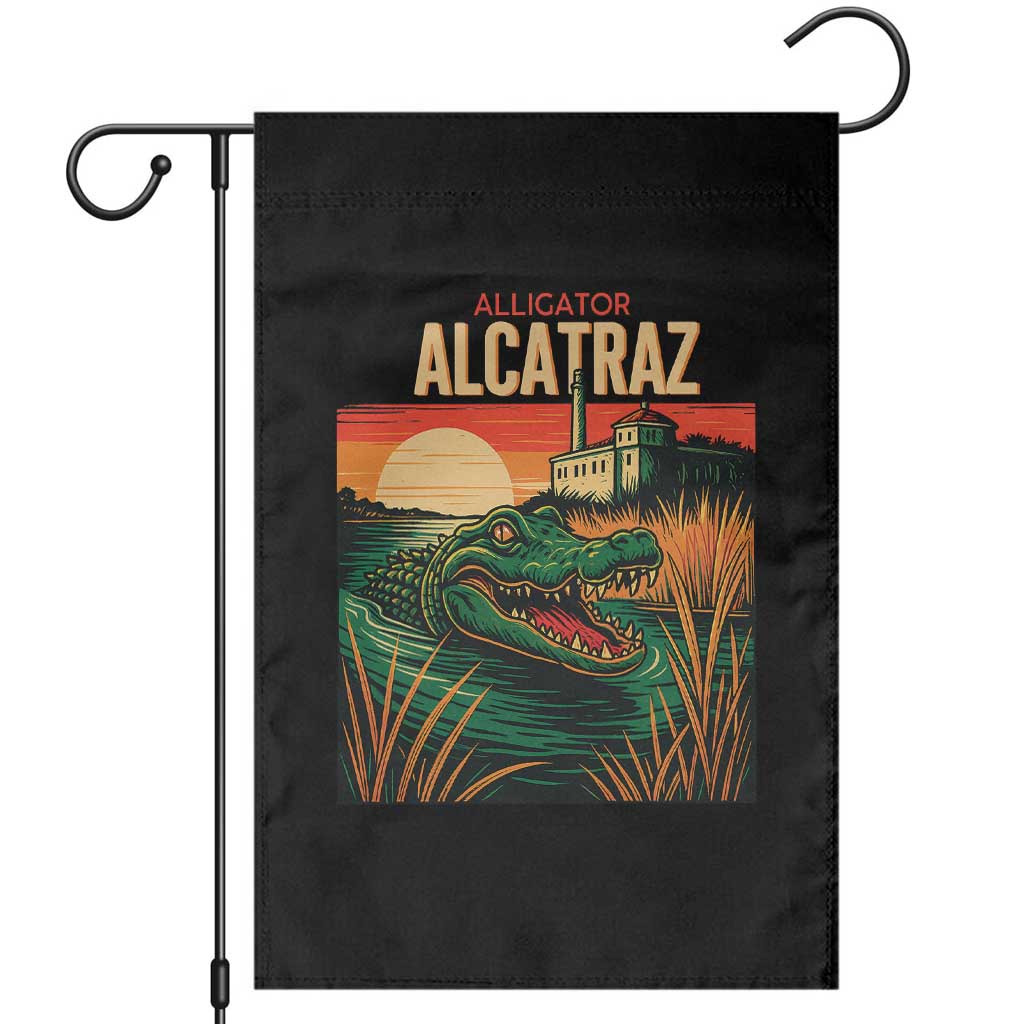 Alligator Alcatraz Garden Flag Retro Florida Swamp Political Prison - Wonder Print Shop