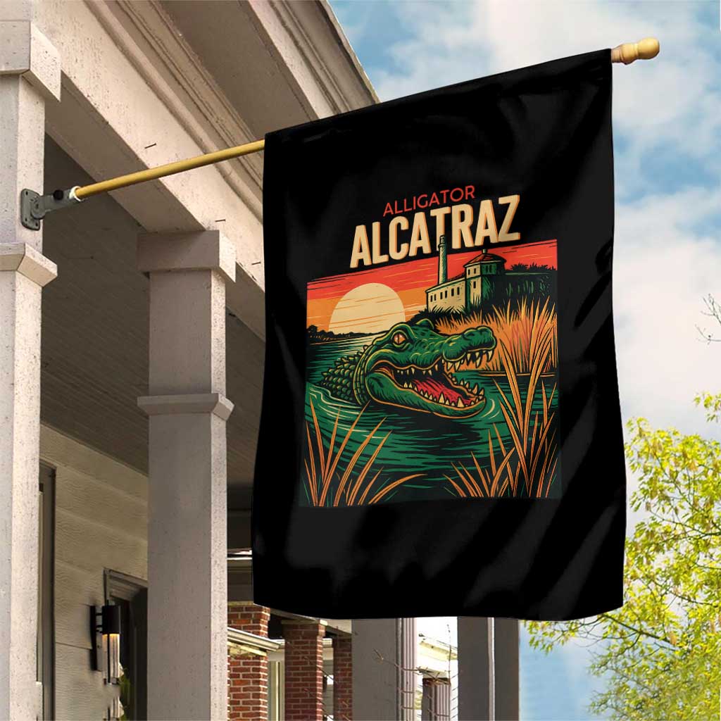 Alligator Alcatraz Garden Flag Retro Florida Swamp Political Prison - Wonder Print Shop