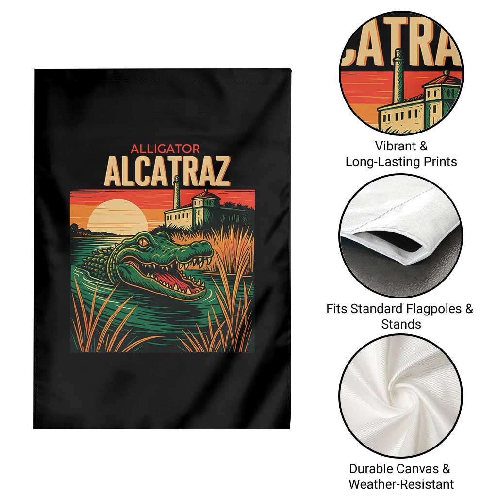 Alligator Alcatraz Garden Flag Retro Florida Swamp Political Prison - Wonder Print Shop