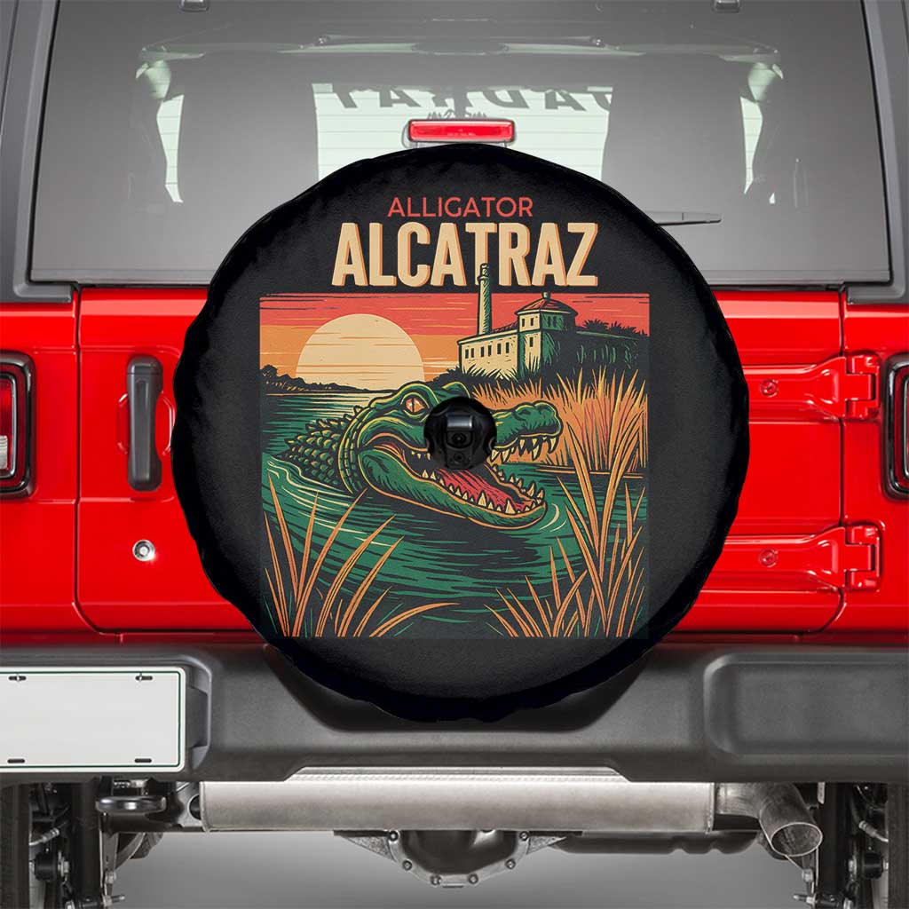 Alligator Alcatraz Spare Tire Cover Retro Florida Swamp Political Prison - Wonder Print Shop