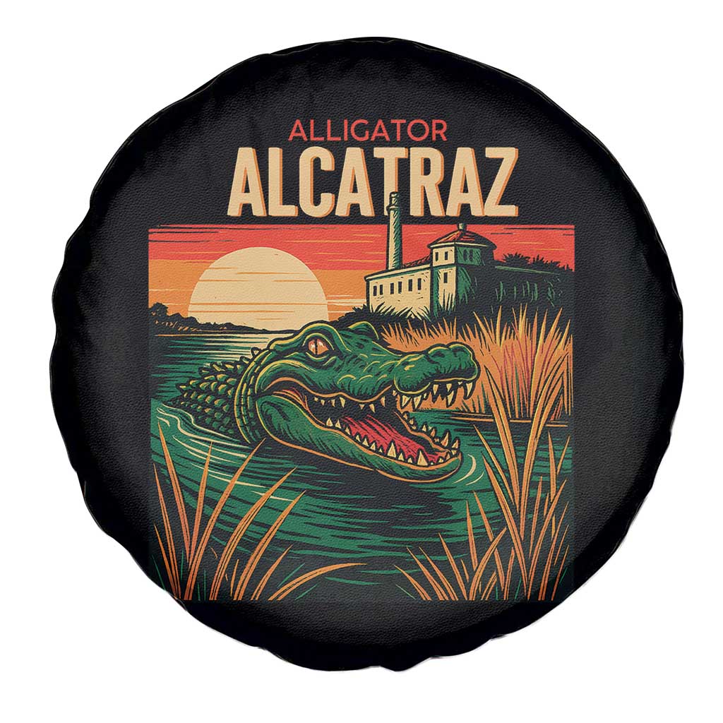 Alligator Alcatraz Spare Tire Cover Retro Florida Swamp Political Prison - Wonder Print Shop