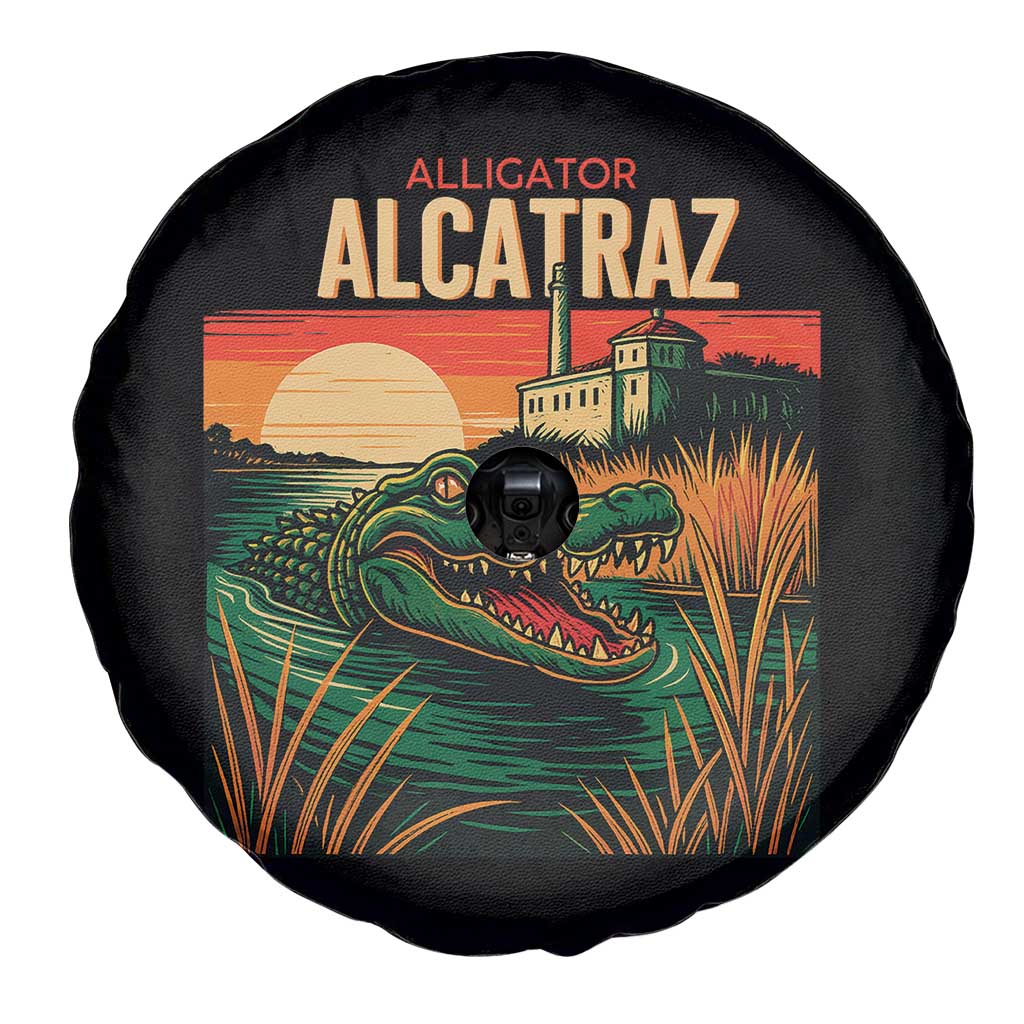 Alligator Alcatraz Spare Tire Cover Retro Florida Swamp Political Prison - Wonder Print Shop