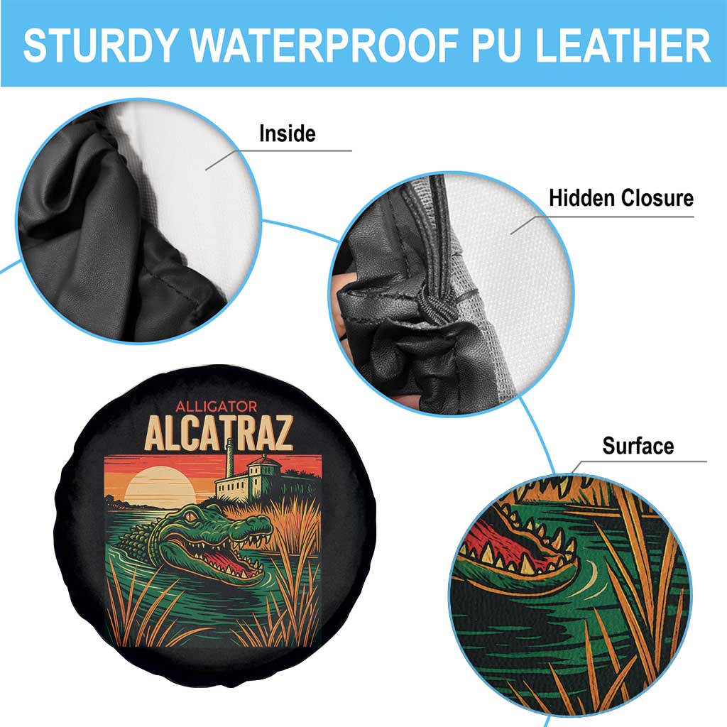 Alligator Alcatraz Spare Tire Cover Retro Florida Swamp Political Prison - Wonder Print Shop