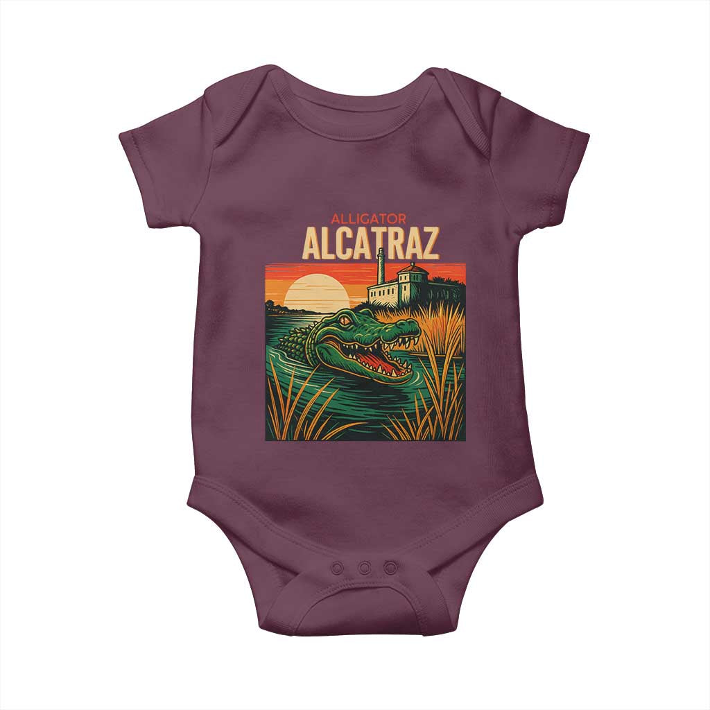 Alligator Alcatraz Baby Onesie Retro Florida Swamp Political Prison - Wonder Print Shop