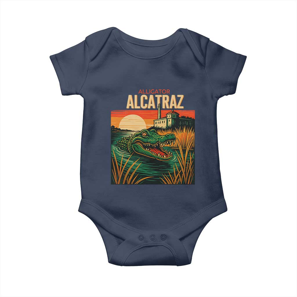 Alligator Alcatraz Baby Onesie Retro Florida Swamp Political Prison - Wonder Print Shop