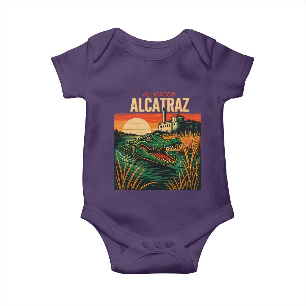 Alligator Alcatraz Baby Onesie Retro Florida Swamp Political Prison - Wonder Print Shop