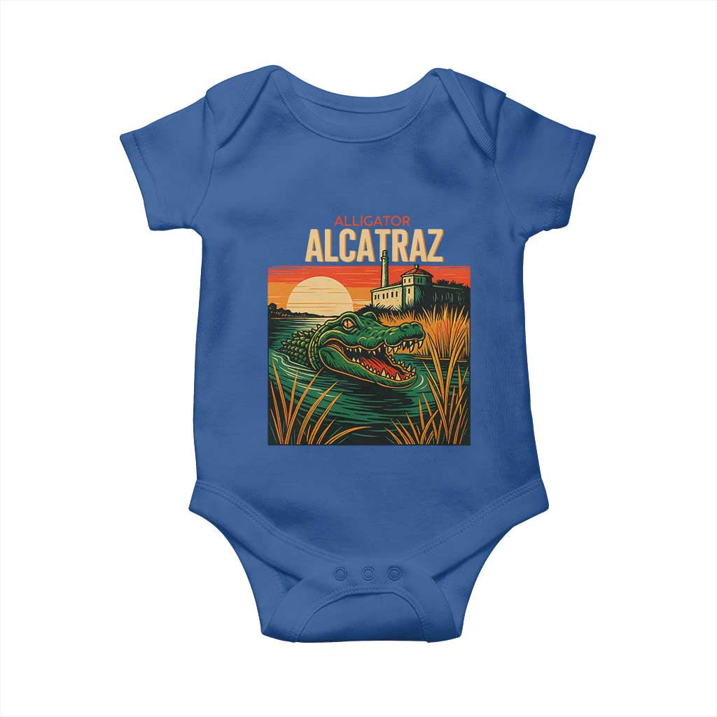 Alligator Alcatraz Baby Onesie Retro Florida Swamp Political Prison - Wonder Print Shop