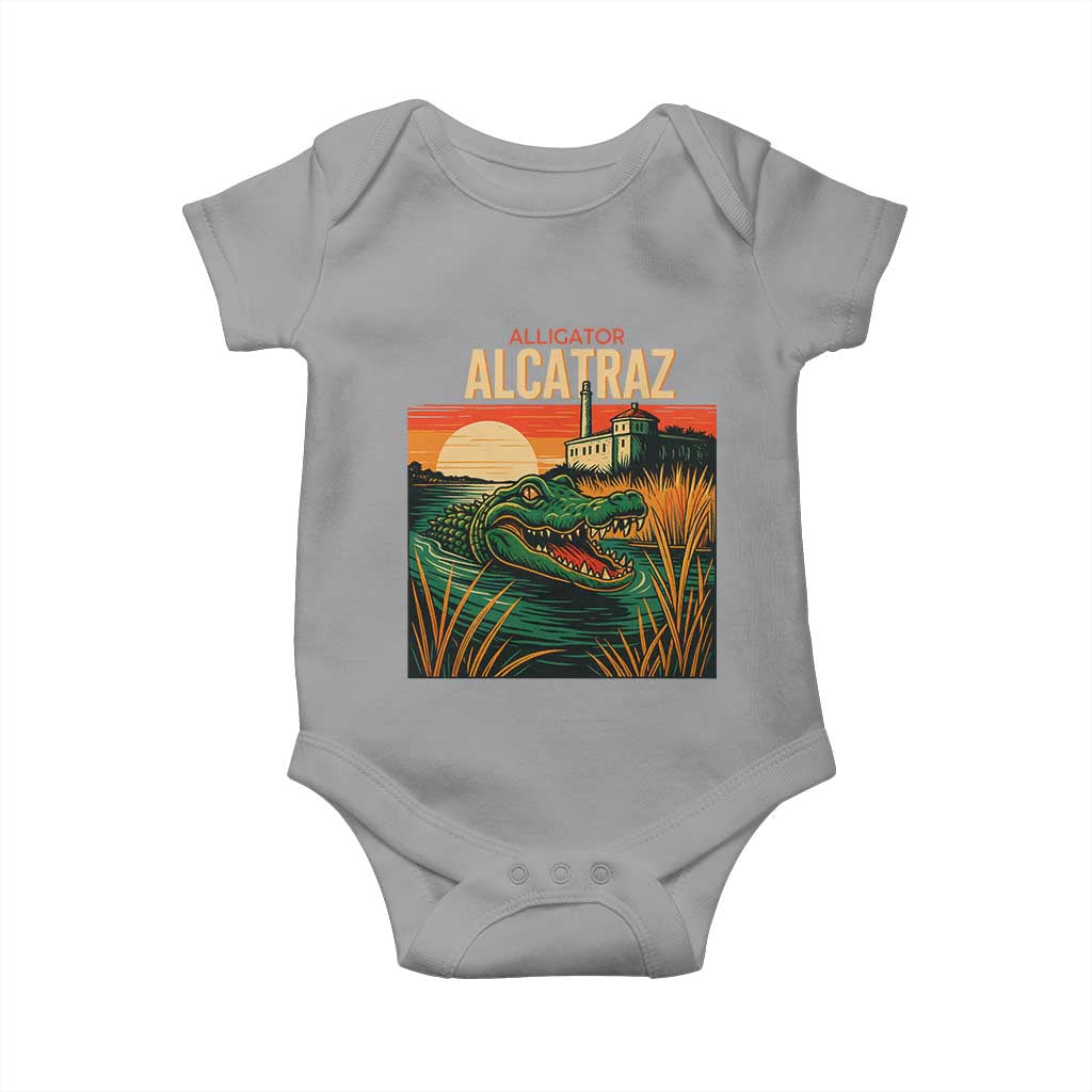 Alligator Alcatraz Baby Onesie Retro Florida Swamp Political Prison - Wonder Print Shop