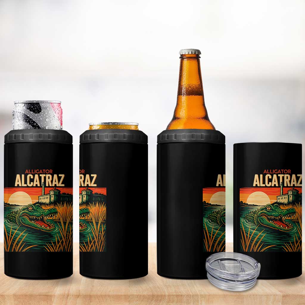 Alligator Alcatraz 4 in 1 Can Cooler Tumbler Retro Florida Swamp Political Prison - Wonder Print Shop