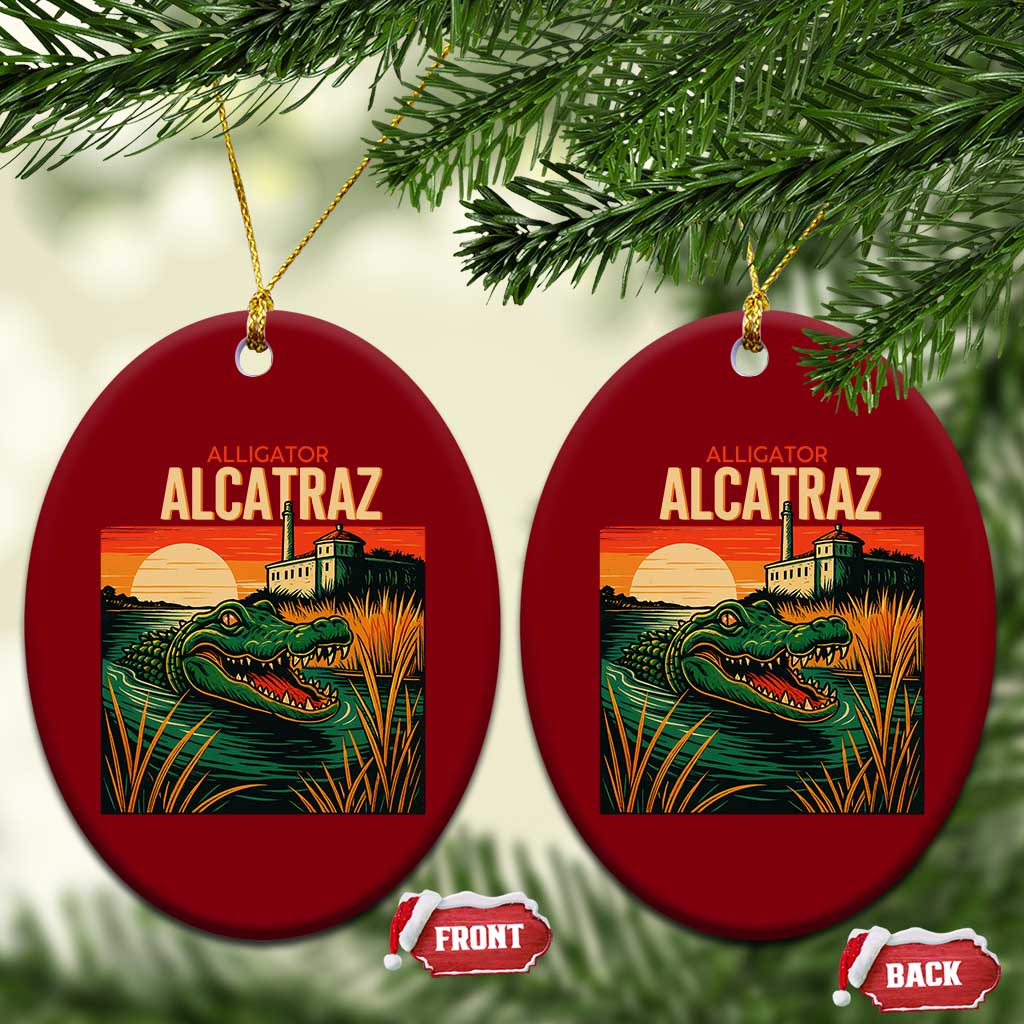 Alligator Alcatraz Ceramic Ornament Retro Florida Swamp Political Prison - Wonder Print Shop